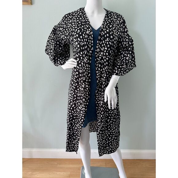 Art Class Black & White Spot Print Longline Kimono Open Front Cardigan Girls XL - Picture 1 of 8